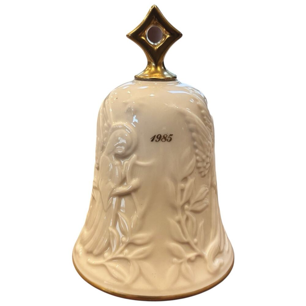 Vintage 1985 Lenox Christmas Bell Angel Ornament 24kt Gold Trim